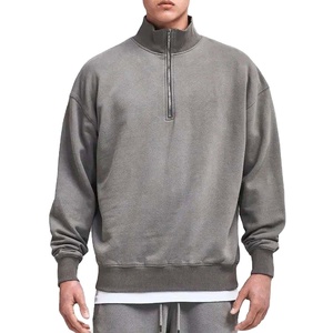 Sweat-shirt à fermeture éclair 1/4 pour homme, en molleton 100% coton, imprimé numérique et brodé avec logo personnalisé, écologique, collection automne - Product Image 5