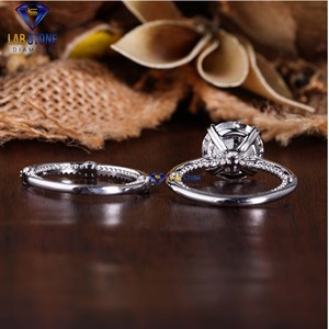 Bague en or blanc avec diamant taillé rond 5.469 TDW par Lab-Stone/Bague en diamant élégante/couleur EF-VS - Product Image 4