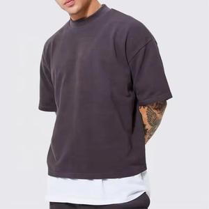 OEM Distressed Oversized Men's Gradient Gray Cotton T-Shirt Short Sleeve O-Neck Casual Jersey Knit Blank Streetwear Style Tee - Product Image 2