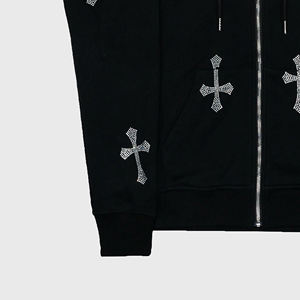 100% algodón diseño personalizado 500gsm hombres Sudadera con capucha de gran tamaño hip hop peso pesado rhinestone sudaderas con capucha - Product Image 3