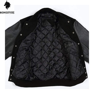 แจ็กเก็ตขนสัตว์มหาวิทยาลัยแบบลำลองสำหรับผู้ชายคอตั้งกันลมและใส่สบายสไตล์ตัวหนังสือมีบริการ OEM - Product Image 2