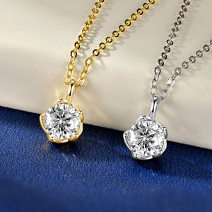 Collier chaîne à maillons en argent sterling 925 avec moissanite de 2 carats en forme de fleur, design simple et tendance, bijoux en perles noires - Product Image 5