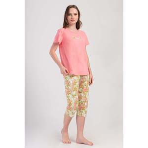 Conjunto de Pantalones Capri y Top de Cuello Redondo KADIN P.SUPREM O YAKA KISA KOL ETEGI OVAL - COTTONPINK - COTTONPINK - Product Image 1