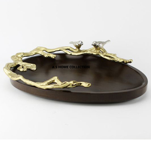 Nueva bandeja decorativa con acabado pulido brillante, forma rectangular, Floral mango de diseño, bandeja para servir en hotel y restaurante - Product Image 6