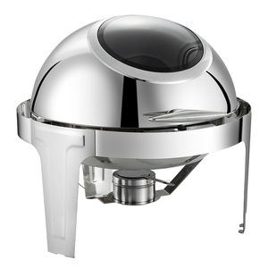 Juego de buffet de plato de frotamiento de acero inoxidable de 6L con calefacción eléctrica con diseño abatible para bufés de desayuno en hoteles y restaurantes - Product Image 2