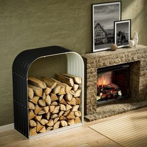 Large Capacity <b>Firewood</b> Storage <b>Rack</b> Corrugated Steel Design for Neat and Dry Log Organization - Product Image 1