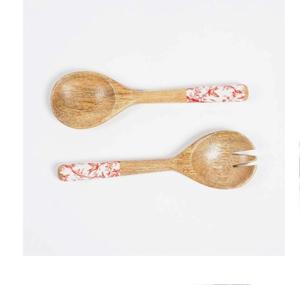 Ustensiles en bois bleu Serveurs à salade en bois de manguier Ensemble de 2 Serveurs à salade en bois Ensemble de 2 KETCHENWAR UNIQUE FAIT À LA MAIN - Product Image 1