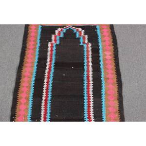 Turkish Kilim Rug 2.5x3.37 ft, <b>Brown</b> Pink Bordered <b>Wool</b> Vintage Rug - Product Image 4