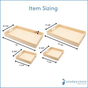 Juego de Bandejas de Madera DIY, Paquete de 4 Bandejas Encajables con Asas, Diseño Tradicional, Decoración para el Hogar, Técnica de Grabado para Servir en Bodas - Product Image 3