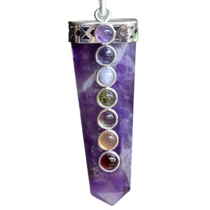 Gros Améthyste à facettes 7 Chakra crayon pendentif guérison spirituelle cristal bijoux pour Feng Shui pierre précieuse décoration de la maison amour - Product Image 1