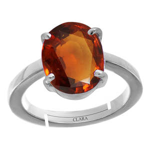 Anillos de Hessonita Natural Certificada, Corte Ovalado, Tipo Diamante, para Uso Diario - Product Image 1