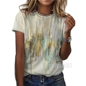 Camisetas de verano con estampado elegante para mujer, pintura al óleo abstracta, Camiseta con estampado Floral 3D, ropa de calle, Tops Unisex, moda Vintage - Product Image 4