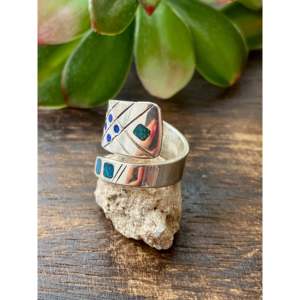 Raymond Begay Natural Gemstones Opal & Rose Gold / Gold Plated Sterling Silver <b>Adjustable</b> <b>Ring</b> Size 7.5 Gift - Product Image 4