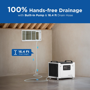 Déshumidificateur Commercial Électrique Moiswell Defender ME-7S Neuf, 70 Pintes/Jour, avec Pompe de Drainage et Dégivrage Automatique pour <span class=keywords><strong>Sous</strong></span>-<span class=keywords><strong>sol</strong></span> et Espace de Crawl - Product Image 3