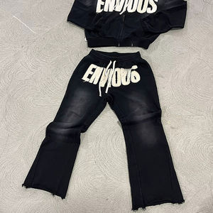 Nouveau pantalon de survêtement décontracté pour homme, coupe droite, léger, effet vieilli, brodé, taille mi-haute, haute qualité avec services OEM - Product Image 2