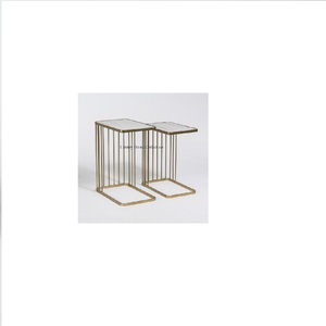 Simple Stylish Metal Nesting and Side <b>Table</b> Gold Color Shiny Plating Admirable Loo Bamboo Design Legs Living Room Furnitures - Product Image 6