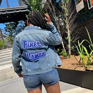 Zeta Boyfriend Denim Jacket with Oversized Fit and Large Greek Letters for Trendy Sorority Outerwear - Product Image 5