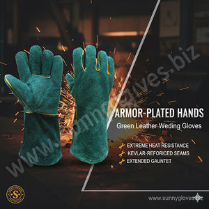 Gant de soudeur en cuir vert de qualité supérieure, catégorie A - Product Image 6