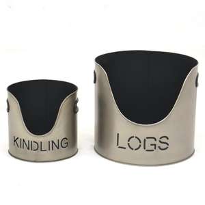 Ensemble de 2 seaux en métal pour bûches et bois de chauffage, ensemble de seaux pour foyer pour le chauffage domestique - Product Image 3