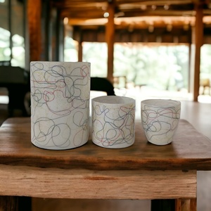 Unique Hand-crafted White & Colored Mosaic Pattern Custom Candle Glass Vessels Lanterns & Jars for Christmas Wedding Home Decor - Product Image 1