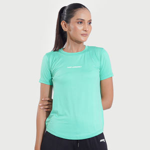La mayoría de las tendencias gimnasio personalizado Color camiseta Poly Spandex manga corta Camiseta Fitness Top entrenamiento Tops mujeres - Product Image 2