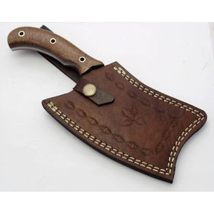 Burraq Handmade Damascus Steel Chef Cleaver Multi-Functional <b>Twist</b> Pattern <b>Knife</b> Leather Sheath 10-inch 2mm Thickness Kitchen - Product Image 4