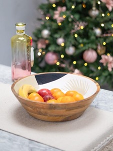 ชุดชามไม้ตกแต่งพร้อมลายบนพื้นผิวด้านใน สำหรับเสิร์ฟอาหารประจำวัน ตกแต่งโต๊ะอาหาร และสไตล์บ้านสมัยใหม่ - Product Image 6