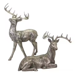 Figuritas de interior de la mejor calidad, juego de dos esculturas de ciervo de aluminio, vajilla de salida de fábrica, artículos decorativos para el hogar de decor IMPEX - Product Image 1