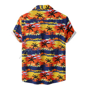 Camisetas de manga corta informales de playa de verano Estilo Hawaiano para hombre, cuello alto, estampado Floral, 100% algodón, transpirable, gran oferta - Product Image 2