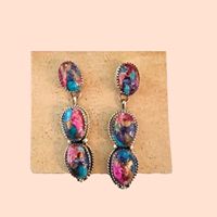 Boucles d'oreilles en argent sterling Navajo et pierre de rêve rose Mojave faites à la main Bijoux du sud-ouest faits à la main en argent sterling