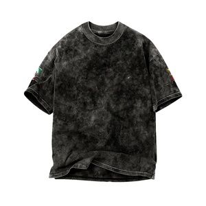 Premium 230 GSM Black <b>Acid</b> Wash Oversized Cotton T Shirt <b>Drop</b> Shoulder Heavyweight Custom Logo100% cotton T-shirt for men loose - Product Image 1