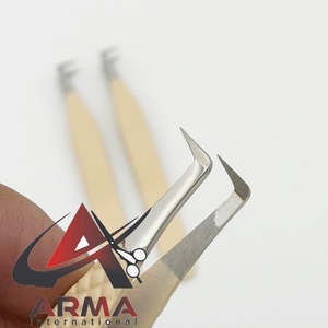 Pinzas de extensión de pestañas de acero inoxidable de mega Volumen de 90 grados, punta de fibra sostenible, pinzas de pestañas de etiqueta privada - Product Image 2