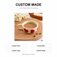 Tasse à café en céramique à motif cœur, tasse en porcelaine avec poignée, style coréen, vaisselle pour la maison, le bureau, cadeau
