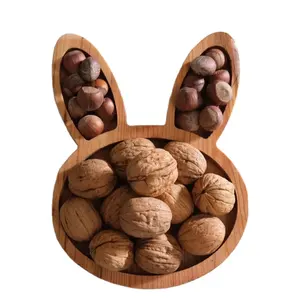 Popular rabbit wooden snack bowl for dry fruits dessert dish breakfast salad snacks bowl platter tabletop for kitchen restaurant