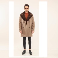 Parka d'hiver pour homme en peau de mouton noire de qualité supérieure, fabriquée en Turquie, respirante, rembourrée de coton épais, col en V, logo personnalisé, lavable