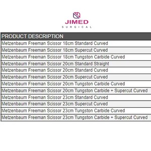 Tijeras de Disección Metzenbaum Freeman de Acero Inoxidable Premium, Herramienta Quirúrgica Dentada para Cartílago, Uso Manual, JIMED SURGICAL - Product Image 6