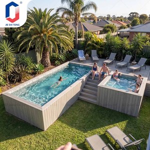 Piscina Elevada de Fibra de Vidrio, Rectangular, Fácil de Instalar, para Uso Familiar en Exteriores, Resistente a los Rayos UV, Duradera, Ecológica, con Escalera de Seguridad - Product Image 1