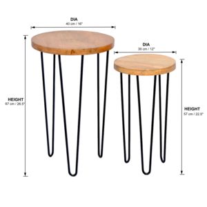 Modern Wooden and Metal Set of 2 Round Coffee <b>Table</b> for <b>Small</b> Living Rooms Retro Tea <b>Table</b> <b>Bedside</b> <b>Table</b> Home furniture - Product Image 5