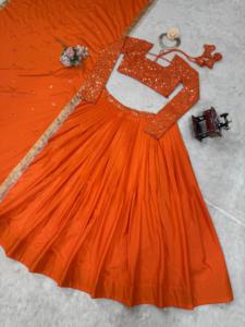 American Georgette Reversible Casual Lehengha Choli con hilo de trabajo detallado y secuencias Tamaños hasta 44 para uso interno - Product Image 6