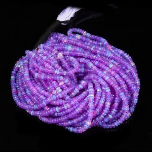 Perles d'opale de feu de lavande de haute qualité à facettes Rondelle perles en vrac perles d'opale éthiopienne naturelle pierres précieuses en vrac faisant des bijoux - Product Image 3
