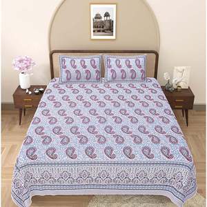 Juego de Sábanas de Algodón con Estampado Paisley Lavanda para Cama Doble, 2 Fundas de Almohada, 3 Piezas, Función de Masaje, Sábanas Planas para el Hogar (ADB1452) - Product Image 2