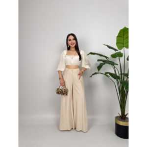 กางเกงขากว้างผ้าเครประบายอากาศได้ดี 1040 พร้อมดีไซน์แบบกระโปรงเอวสูง - Product Image 2