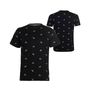 เสื้อยืดผ้าฝ้าย100% สำหรับผู้ชายเสื้อยืดสีดำแขนสั้นผ้าทอลำลองพิมพ์โลโก้ได้ตามต้องการ - Product Image 4