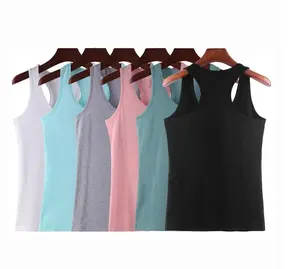 Wholesale Hot selling Cheap Stock Fashion Apparel Stocks Over V Neck Tank Tops for Women Side Split Sleeveless Shirts Loose Fit