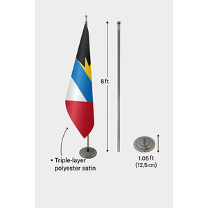 Bandera Oficial de Antigua y Barbuda para Interiores, Impresión Digital en Poliéster, Estilo Bandera de Escritorio con Asta de Aluminio - Product Image 6