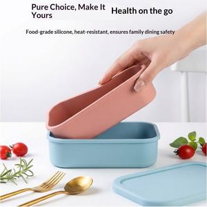 Lonchera Cuadrada de Silicona, Apta para Microondas y Mantiene la Comida Caliente, Diseño de Tres Compartimentos para Trabajadores de Oficina y Estudiantes, Sin Aceite/Grasa - Product Image 4