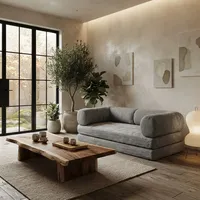 Minimalistisches Indoor-Freizeitsofa Knochenloses Schwammmaterial Ergonomische Unterstützung Hohe Tragkraft Rutschfeste Basis