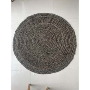 Handmade Agel/Palm <b>Round</b> <b>Carpet</b> with Bohemian-Tribal-Tropical Design Natural White/Black Colors Diameter 100-200 CM - Product Image 2
