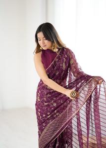 Saree lourd Georgette à la mode de concepteur de couleur verte avec chemisier fantaisie ethnique pour les femmes mariée fête mariage indien Festival porter - Product Image 3