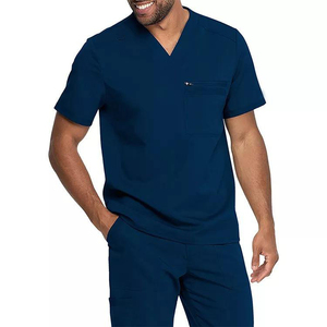 High Quality 100% Cotton Woven Fabric Unisex Nursing <b>Scrub</b> <b>Sets</b> with Needle Detection and Seamless Fusing for Hospital Use - Product Image 4